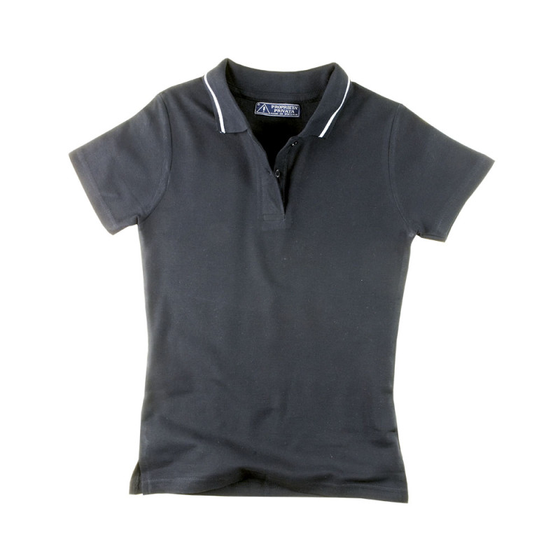 Polo piqué de algodón para mujer con cuello bicolor.