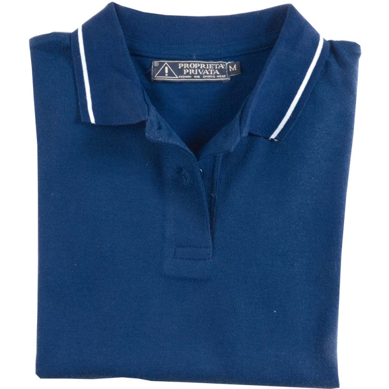 Polo piqué de algodón para mujer con cuello bicolor.