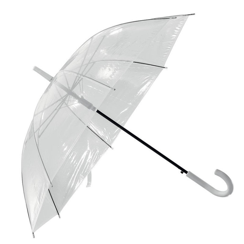 Paraguas automático con marco de metal y mango de plástico curvado