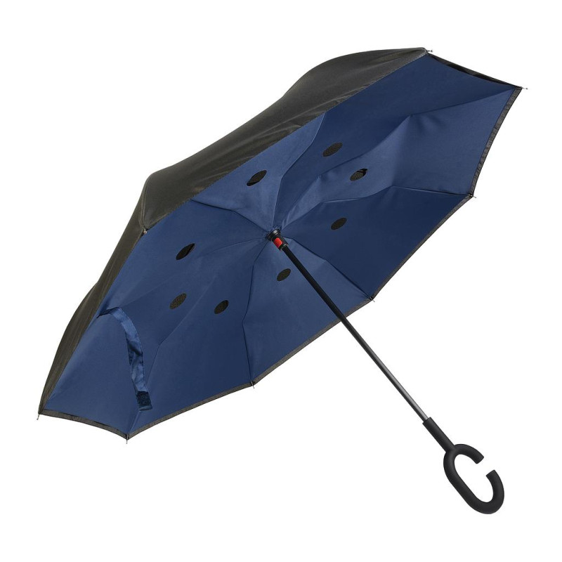 Paraguas reversible con asa redonda de goma