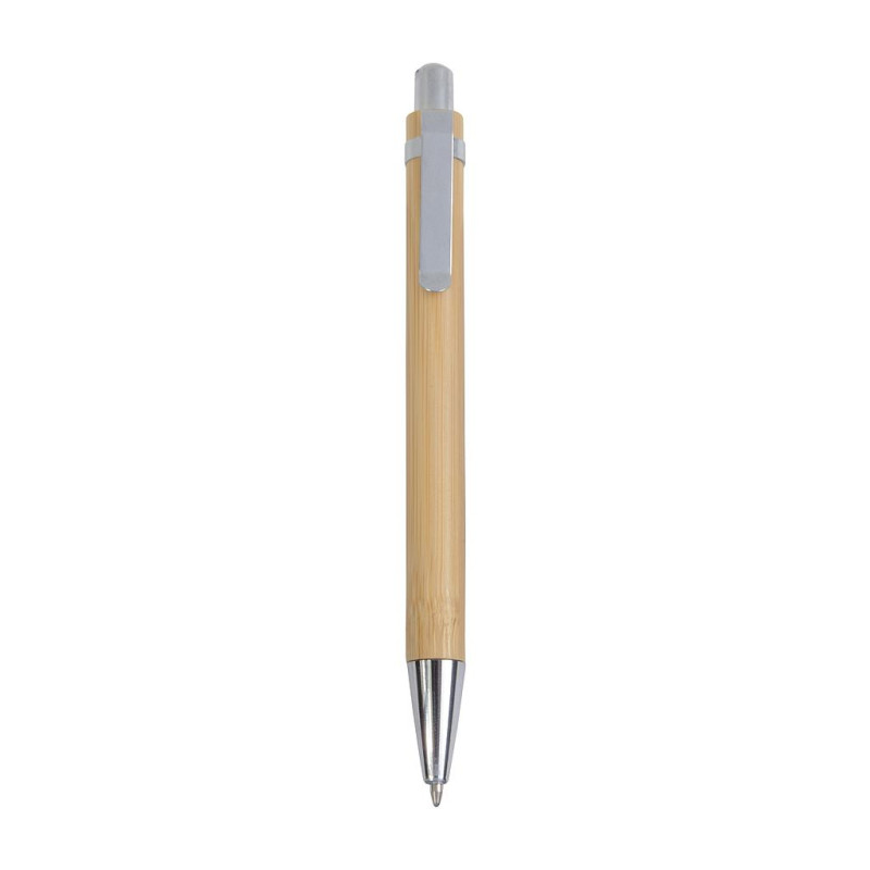 Push button ball pen in bamboo with chrome fittings