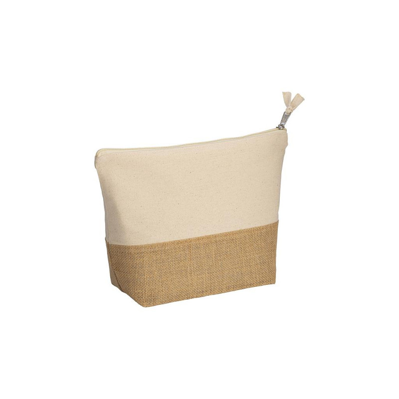 Neceser de algodón 280 g/m2, con base de yute y cierre de cremallera