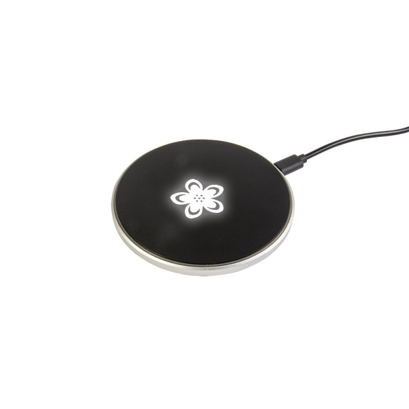 Base de carga inalámbrica de plástico con luz LED de grabado láser, 10W