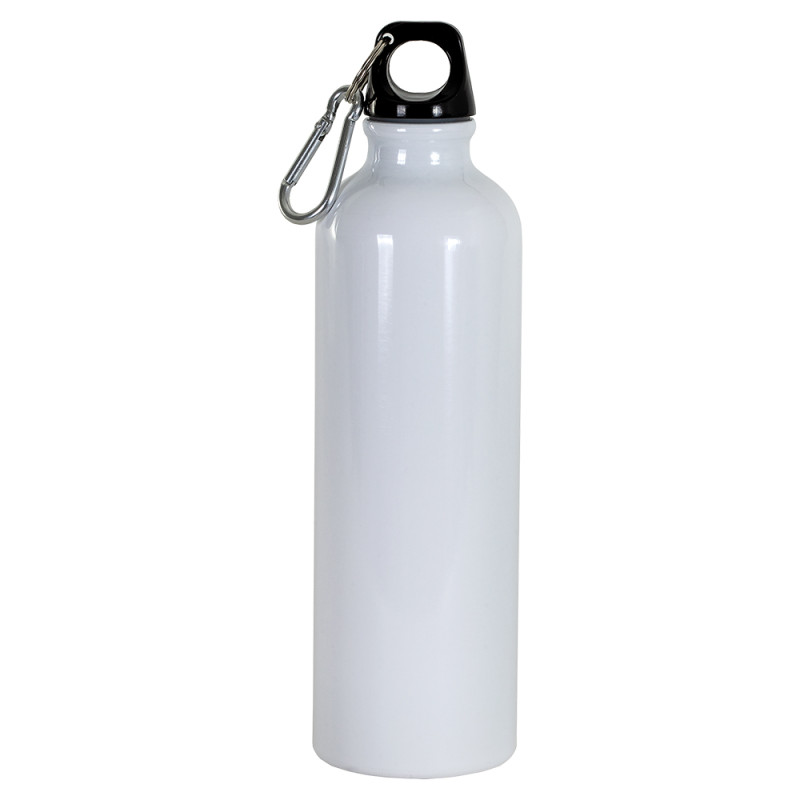Botella de aluminio con tapón de plástico y mosquetón, 750ml con caja