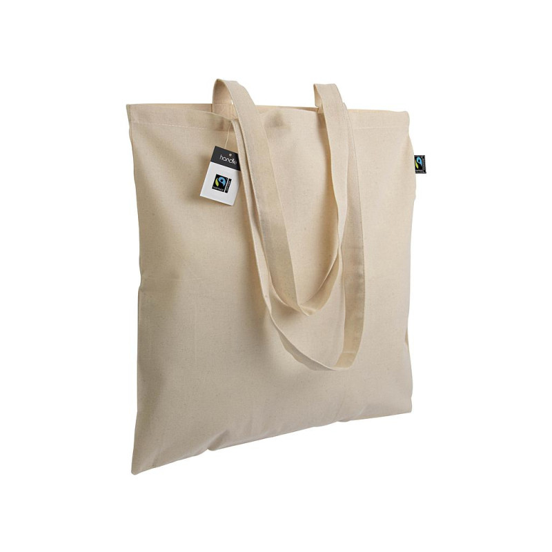 Bolsa en algodón FAIRTRADE® 140 g/m2, asas largas