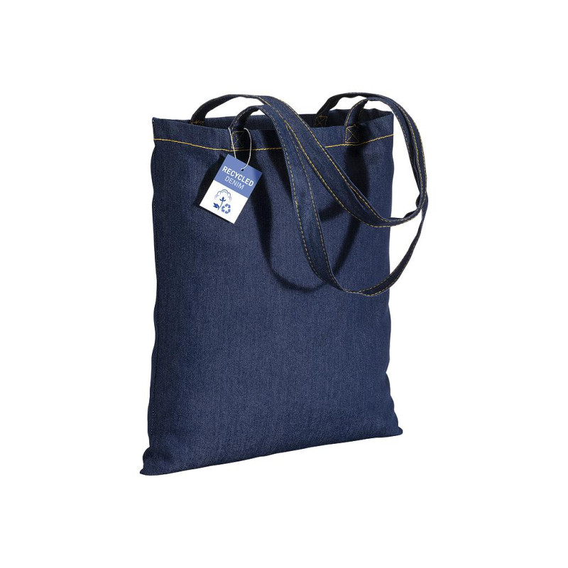 Bolsa de tela vaquera reciclada de algodón, 180 g/m2, asas largas