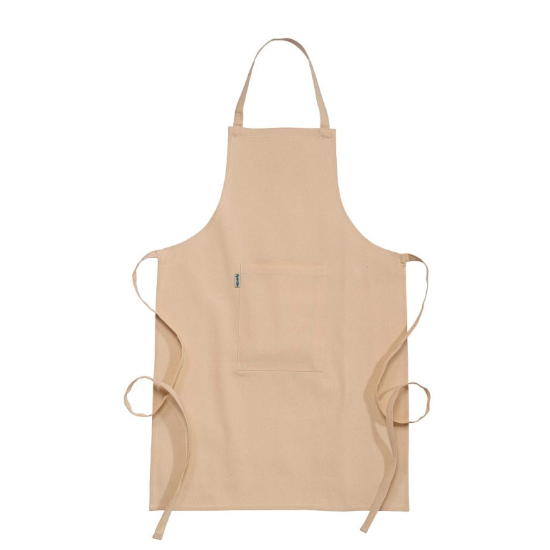 Delantal largo de algodón orgánico 200g / m2, con bolsillo delantero