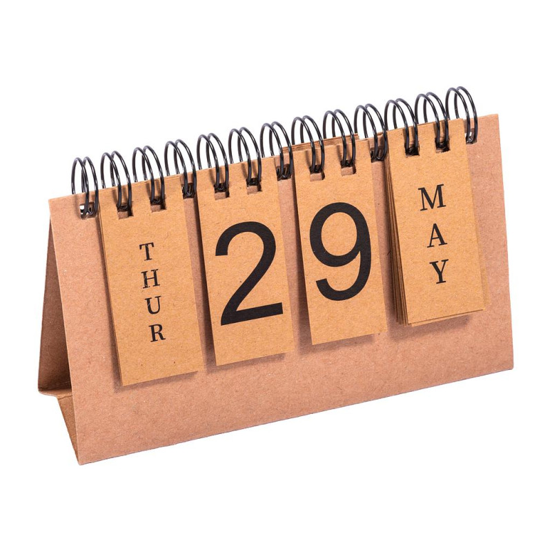 Calendario perpetuo de cartón con espiral (días y meses en inglés)