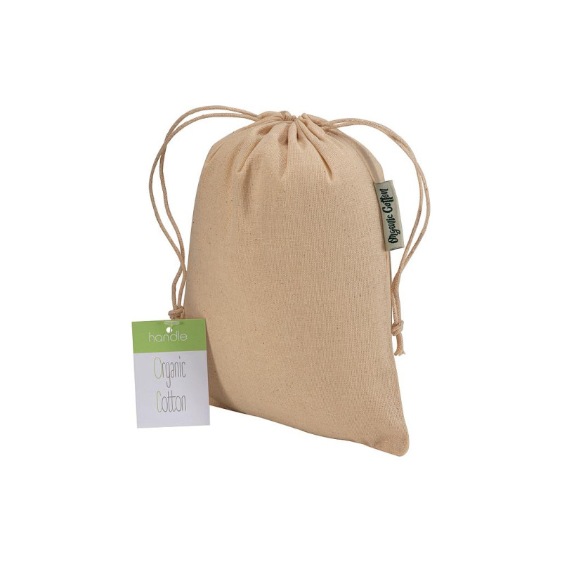 Mochila  de algodón orgánico 140g / m2, 15 x 20cm