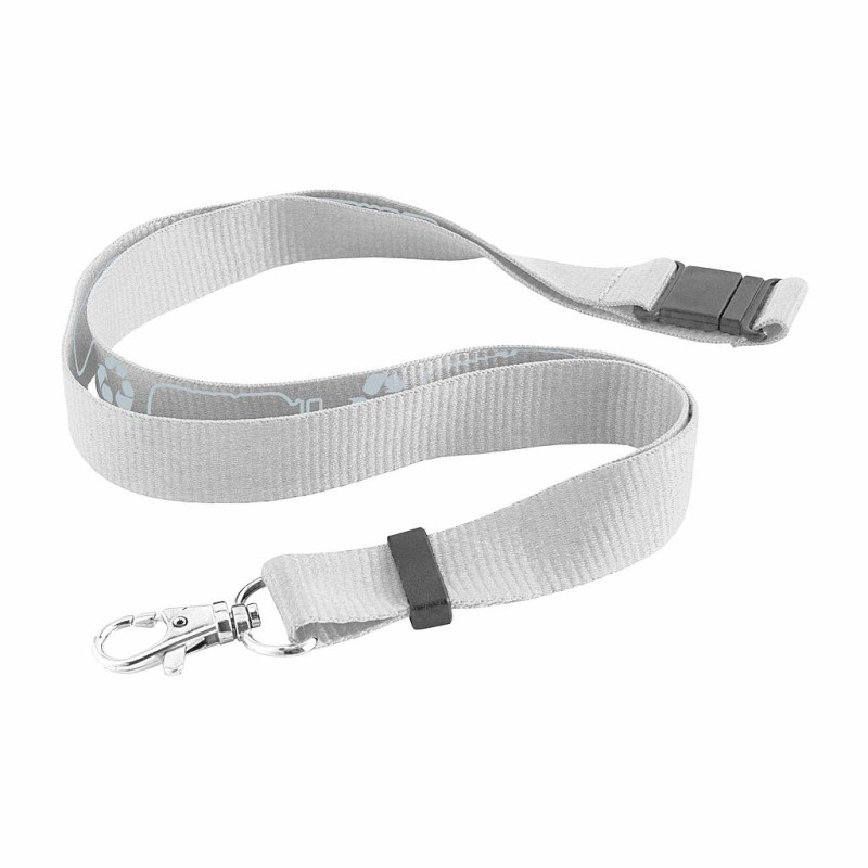 Cinta para el cuello R-PET con mosquetón y cierre de seguridad (PET reciclado)