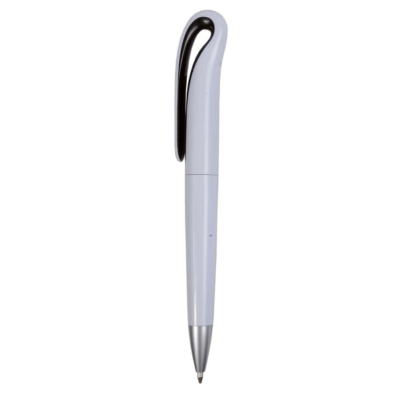 Plastic ballpen with curve shaped clip