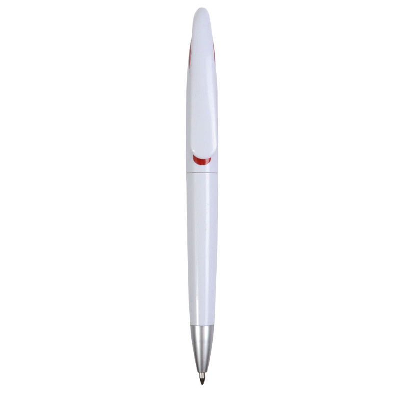 Plastic ballpen with curve shaped clip