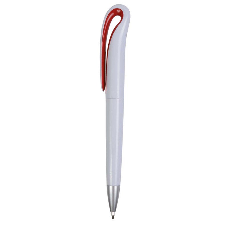 Plastic ballpen with curve shaped clip