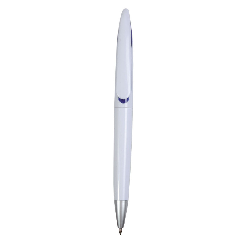 Plastic ballpen with curve shaped clip