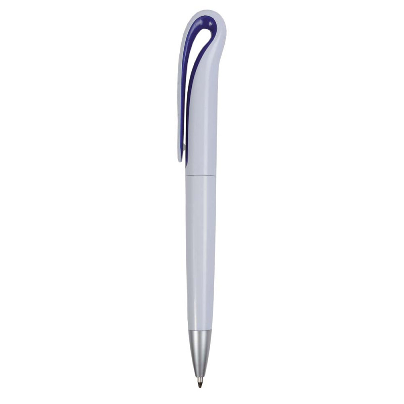 Plastic ballpen with curve shaped clip