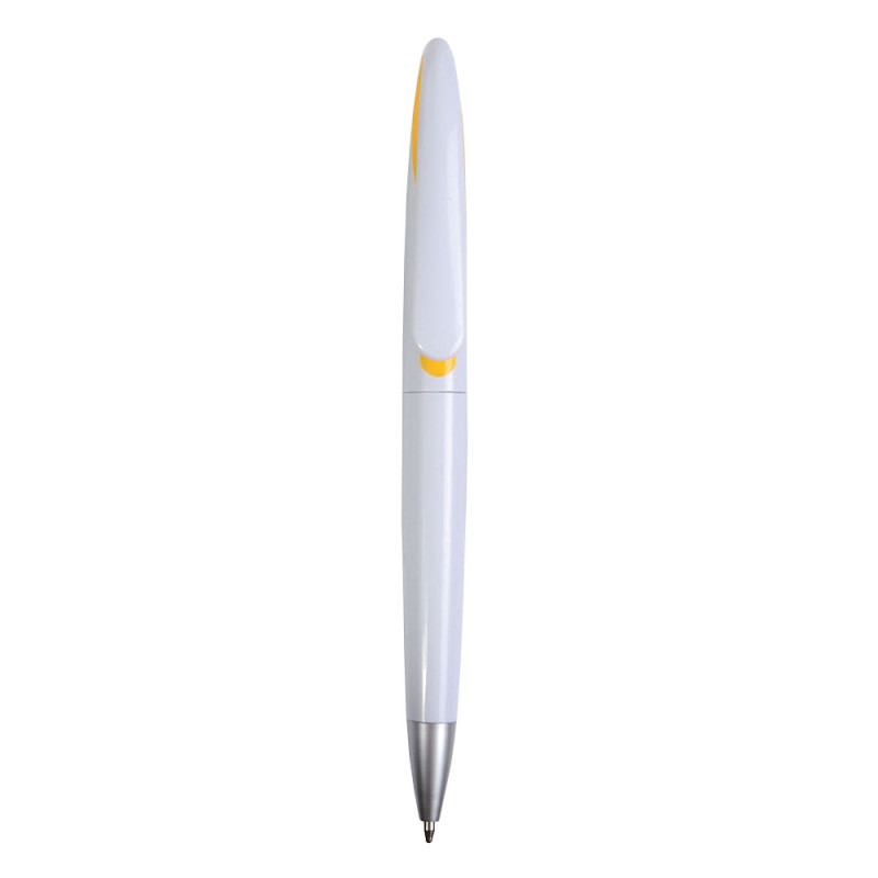 Plastic ballpen with curve shaped clip