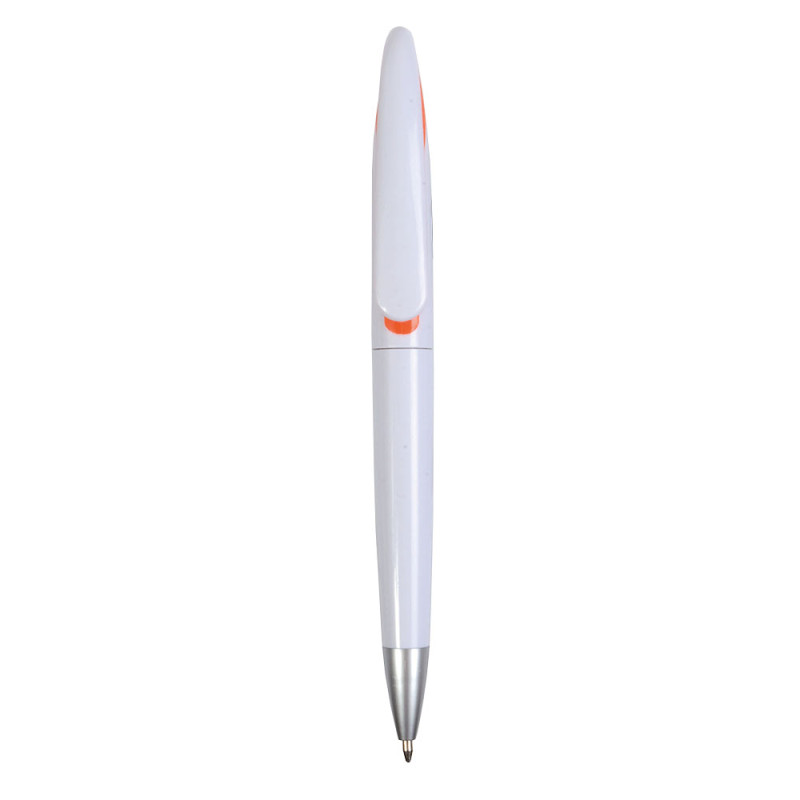 Plastic ballpen with curve shaped clip