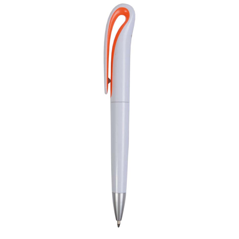 Plastic ballpen with curve shaped clip