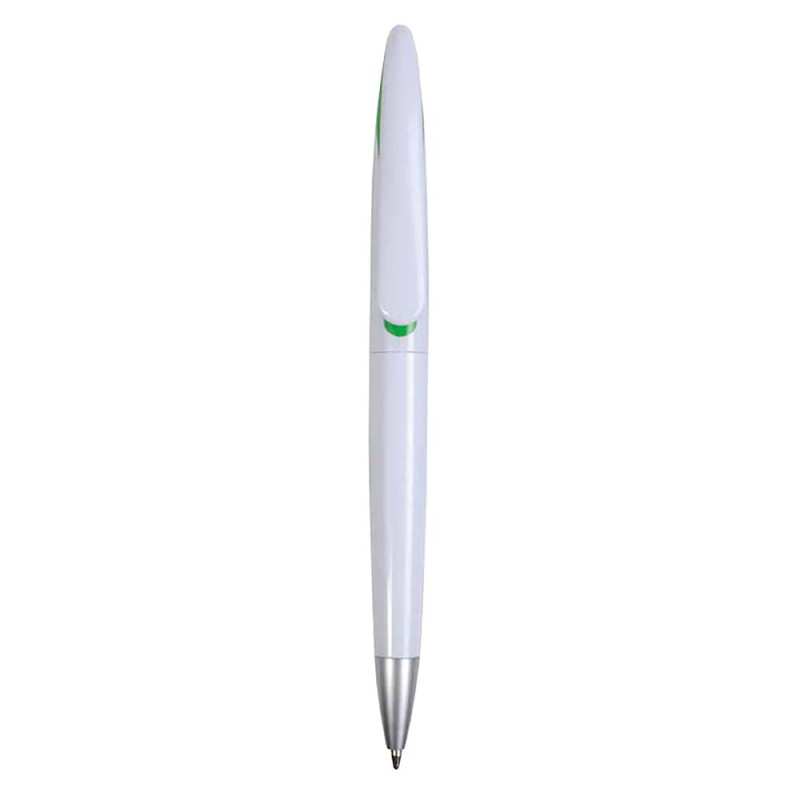 Plastic ballpen with curve shaped clip