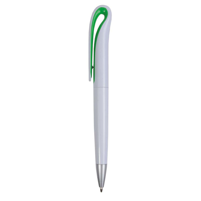 Plastic ballpen with curve shaped clip