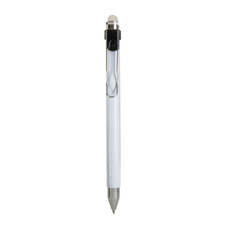 Bolígrafo de plástico con tinta borrable y clip de metal