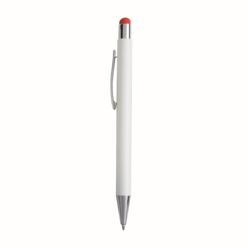 Aluminum push button ball pen with colored touch screen and laser engraved logo