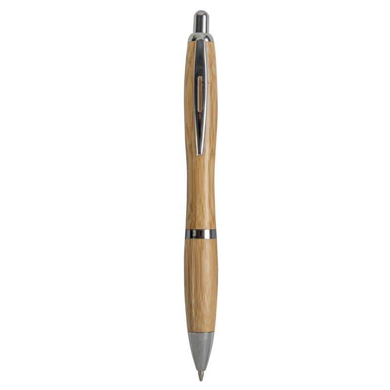 Bolígrafo a presión de bambú con clip en metal