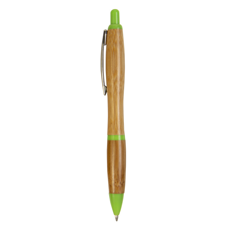 Bolígrafo a presión de bambú con clip en metal