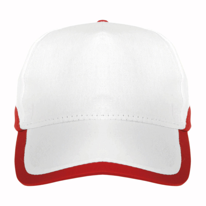 Gorra de 5 paneles de algodón con cierre velcro.