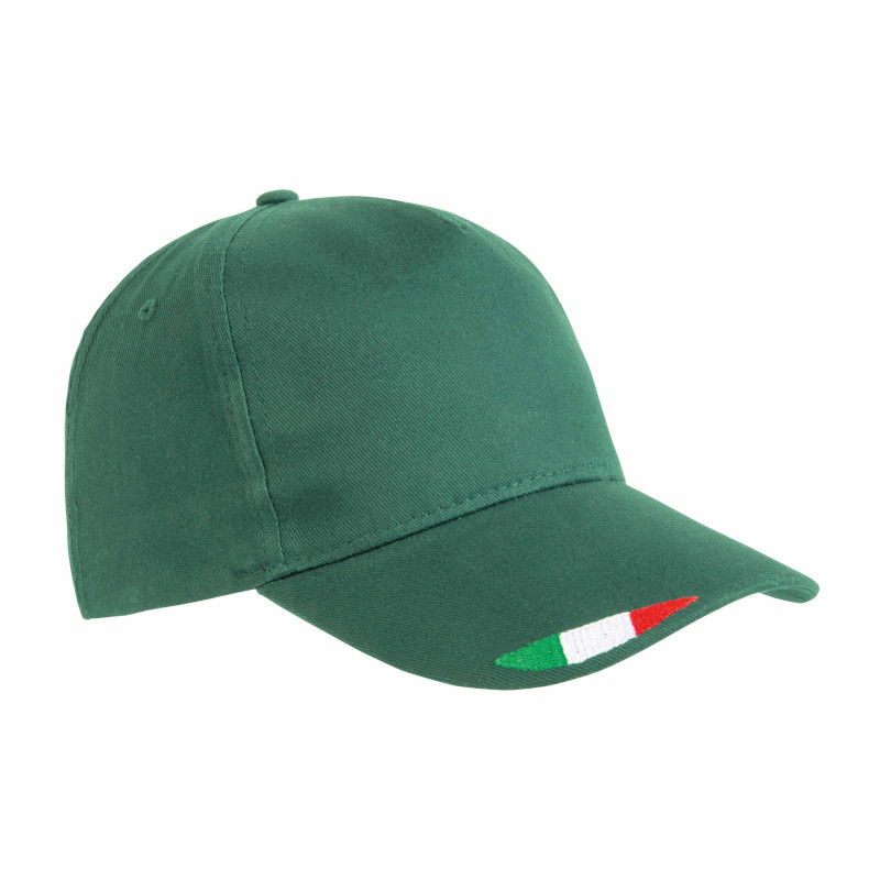 Gorro de poliéster con 5 paneles con bordado tricolor