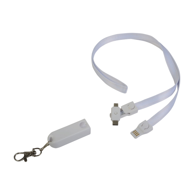 Cordón con mosquetón con función de cable de carga con conector C / USB tipo Micro-USB / L