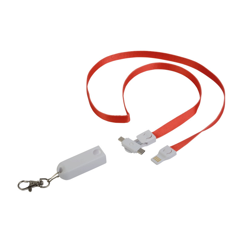 Cordón con mosquetón con función de cable de carga con conector C / USB tipo Micro-USB / L