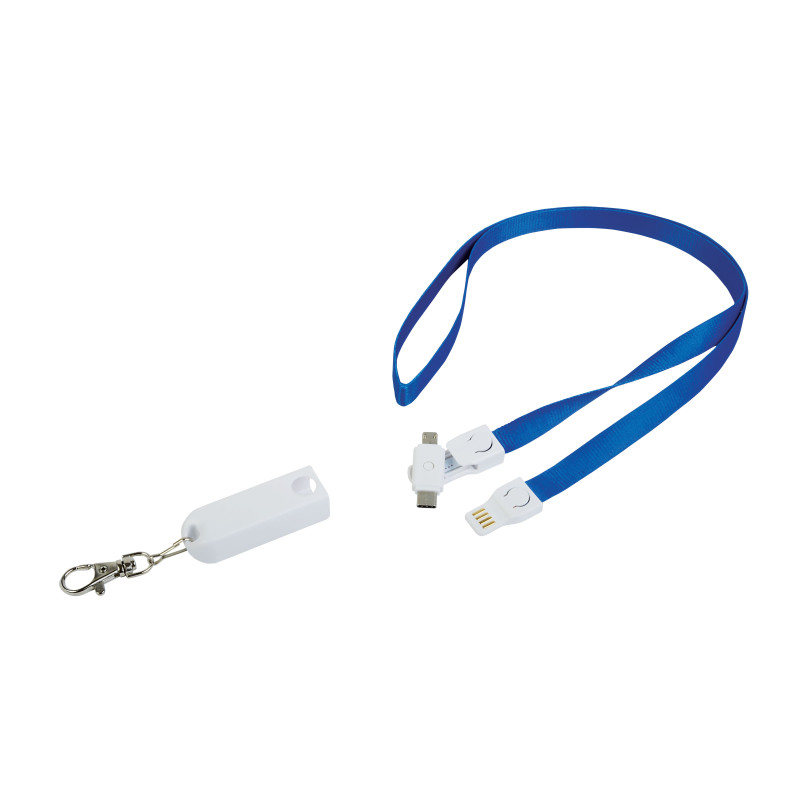 Cordón con mosquetón con función de cable de carga con conector C / USB tipo Micro-USB / L