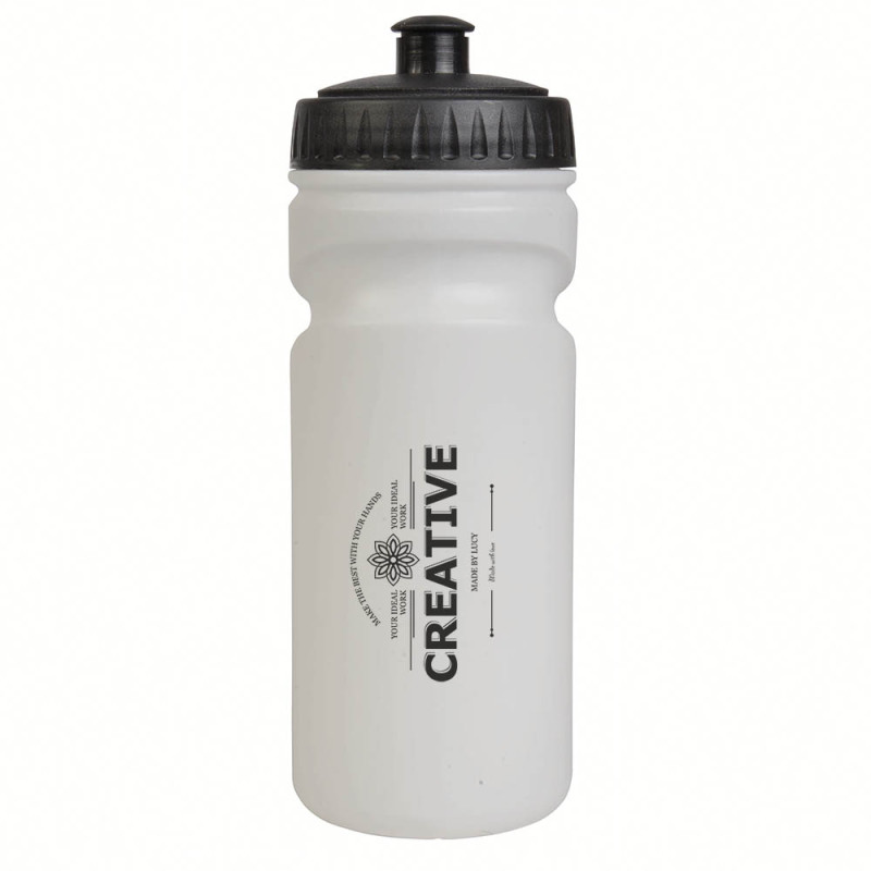Cantimplora  de plástico libre de BPA blanco (500 ml) con tapa de color