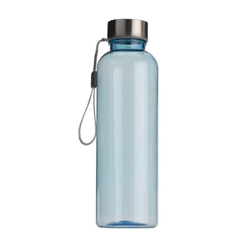 Bidon en tritan transparente con tapa metálica (500ml). Libre de BPA