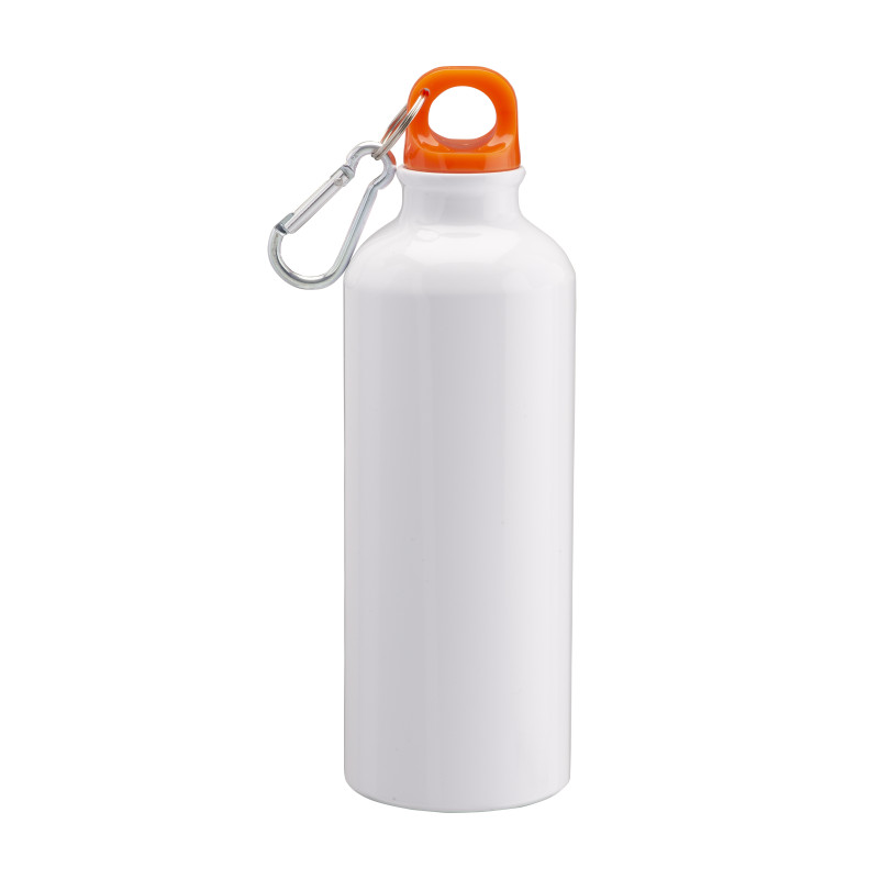 Bidon de aluminio con mosquetón, 500ml. Adecuado para sublimación