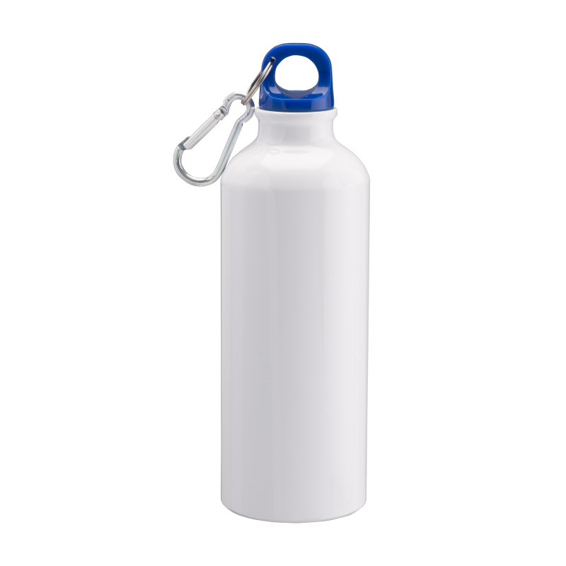 Bidon de aluminio con mosquetón, 500ml. Adecuado para sublimación
