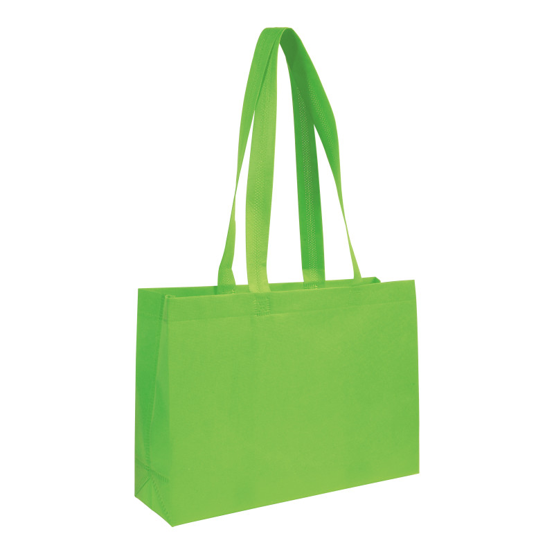 Bolsa shopper de tejido sin tejer 80 g/m2 con asas largas y fuelle