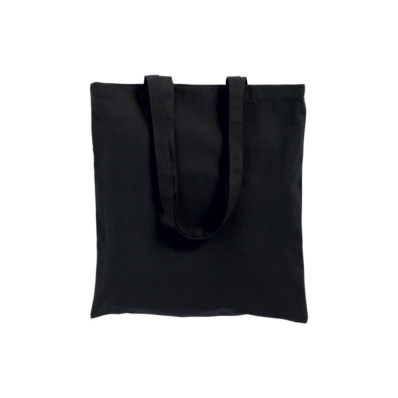 Bolsa de algodón con fuelle e asas largas.