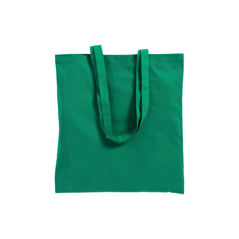 Bolsa de algodón con fuelle e asas largas.