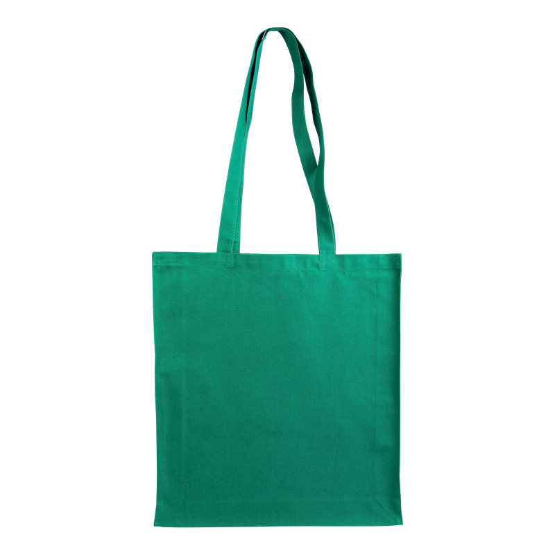 Bolsa de algodón con fuelle e asas largas.
