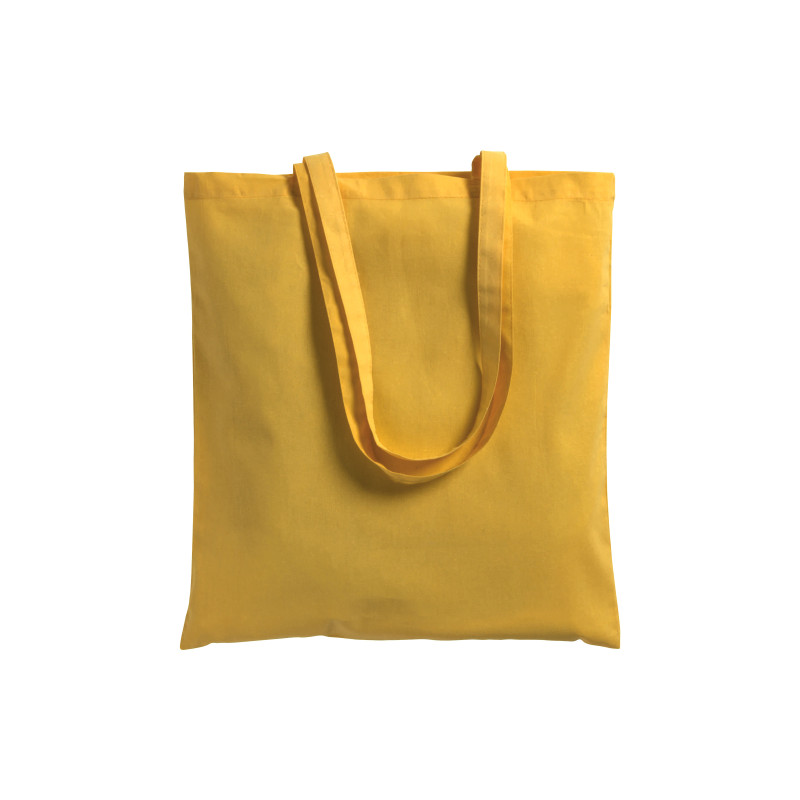 Bolsa de algodón con fuelle e asas largas.