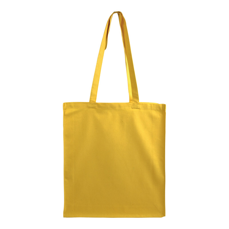 Bolsa de algodón con fuelle e asas largas.