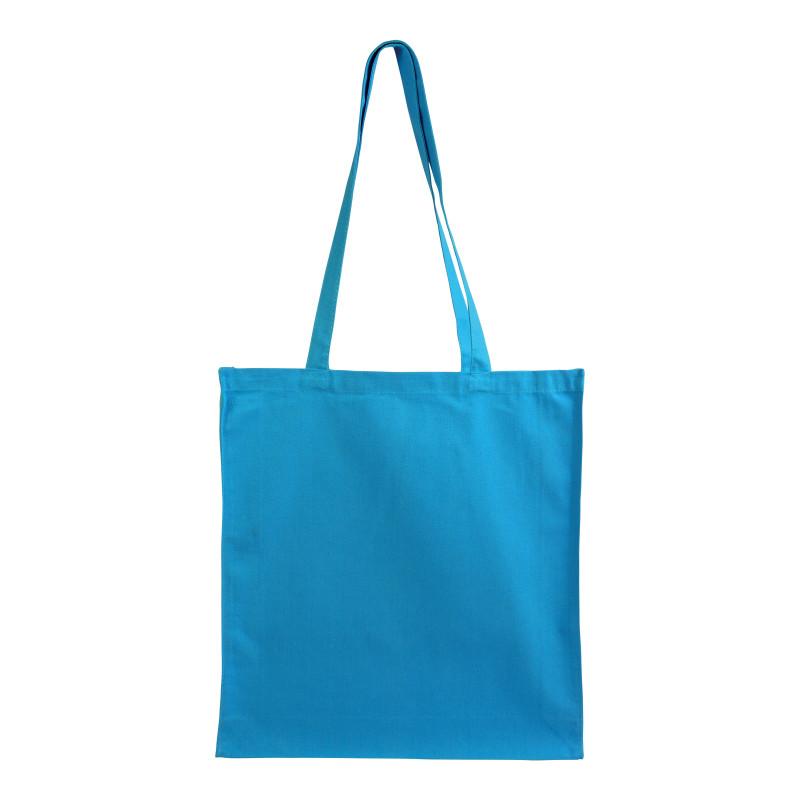 Bolsa de algodón con fuelle e asas largas.