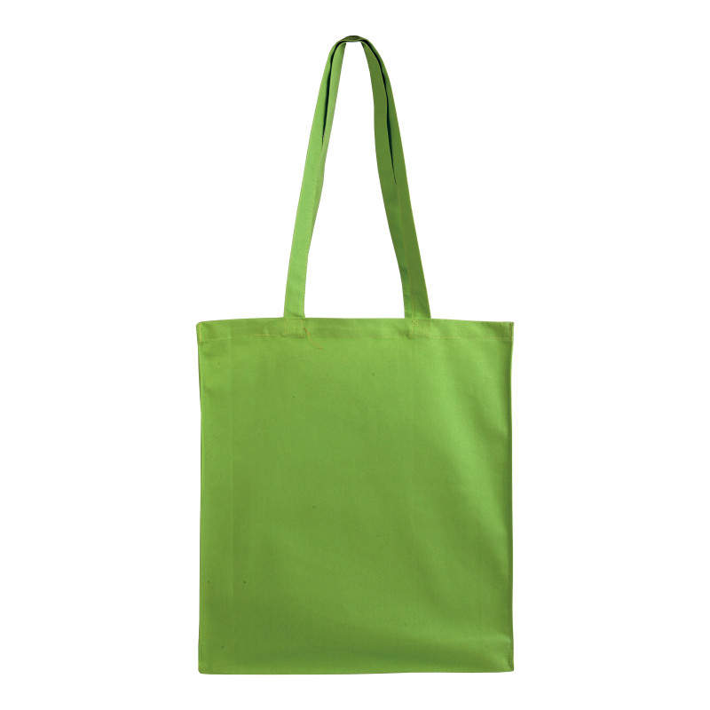 Bolsa de algodón con fuelle e asas largas.