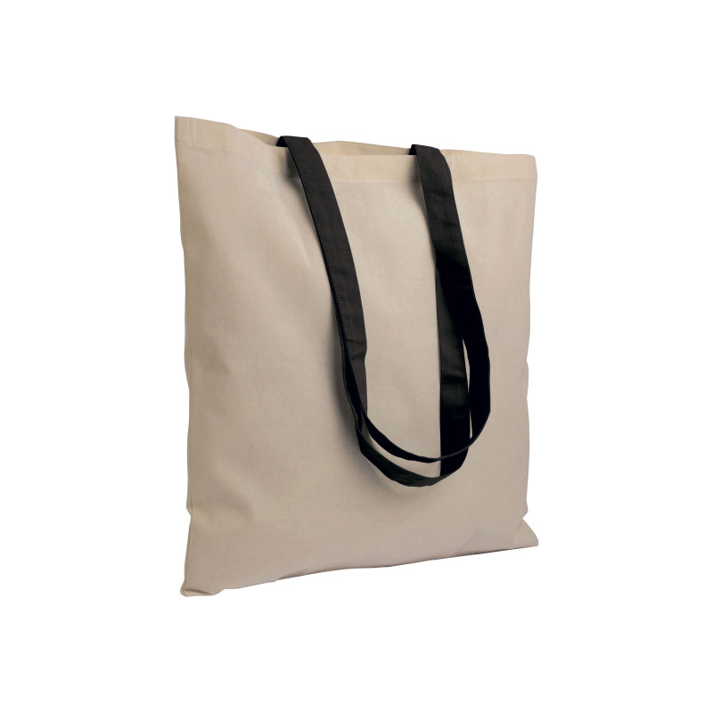 Bolsa de algodón natural, asas largas coloradas