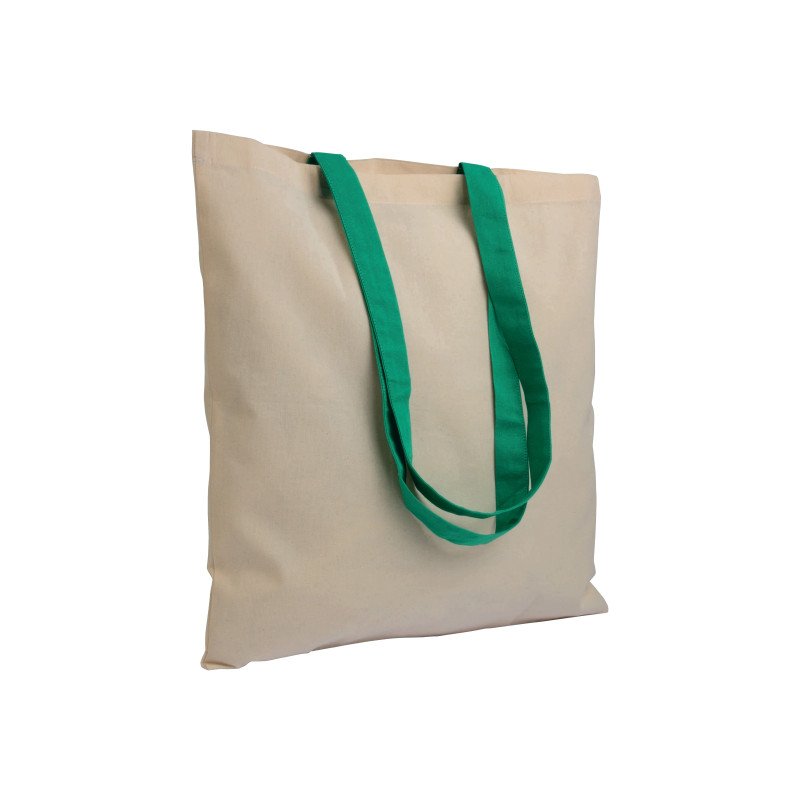 Bolsa de algodón natural, asas largas coloradas