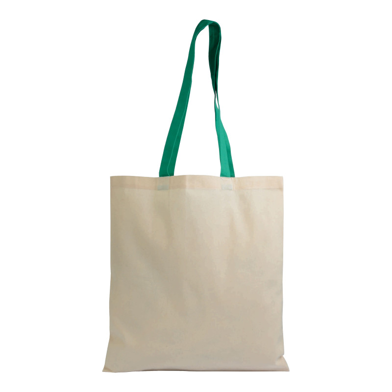 Bolsa de algodón natural, asas largas coloradas