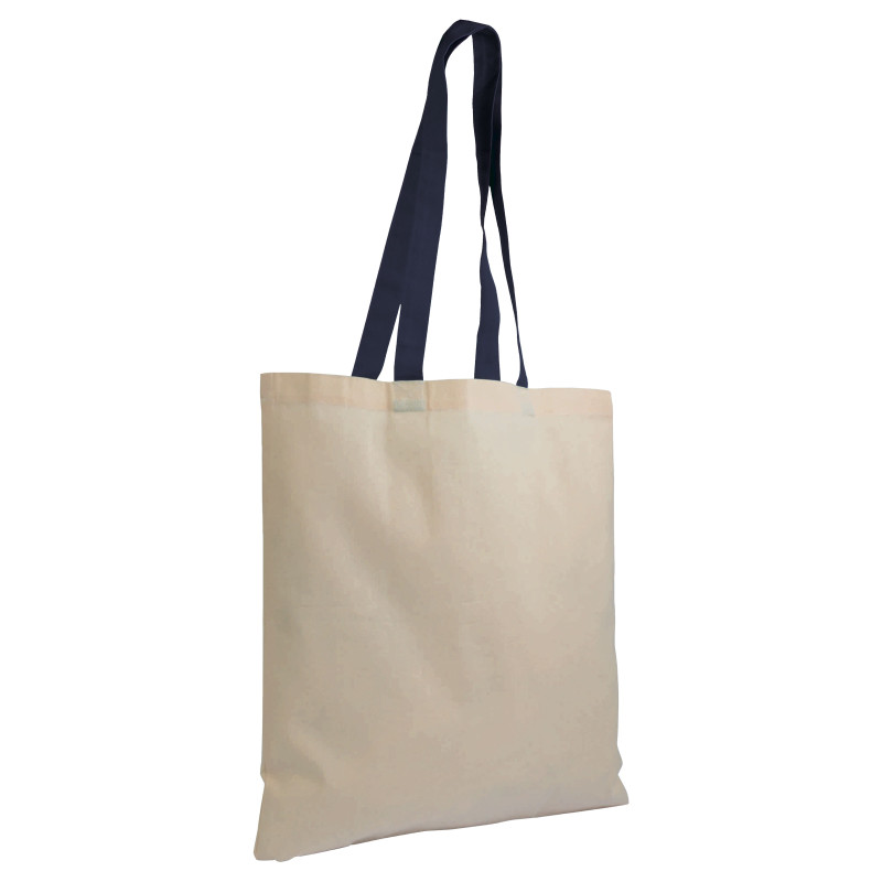 Bolsa de algodón natural, asas largas coloradas