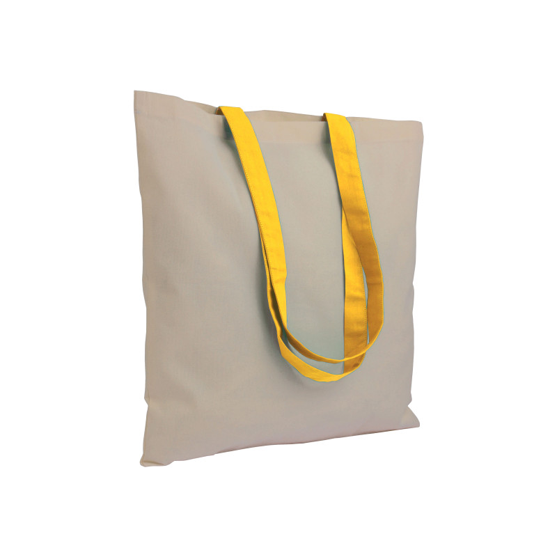 Bolsa de algodón natural, asas largas coloradas